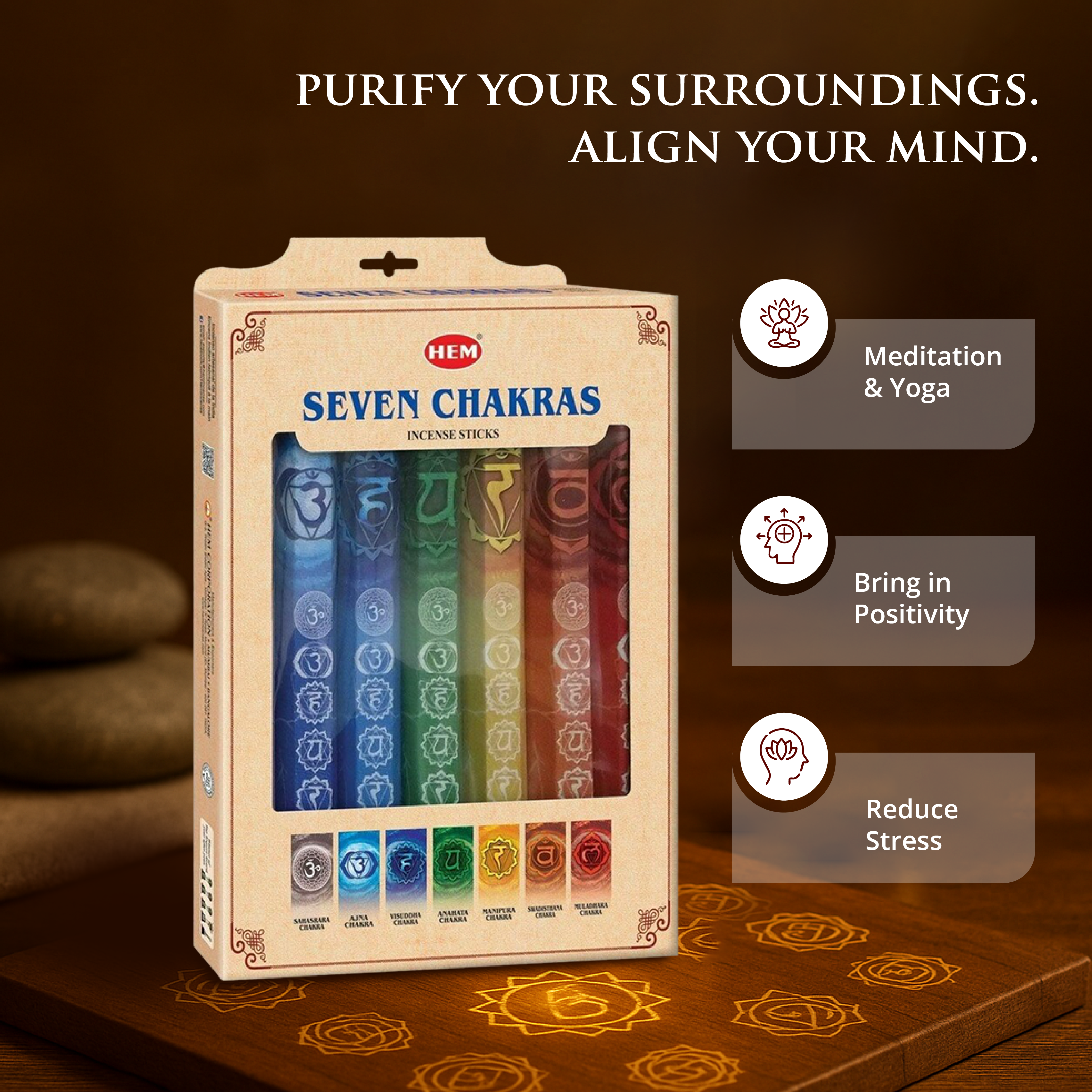 HEM Seven Chakra Gift pack of 7 (20 Sticks Each)